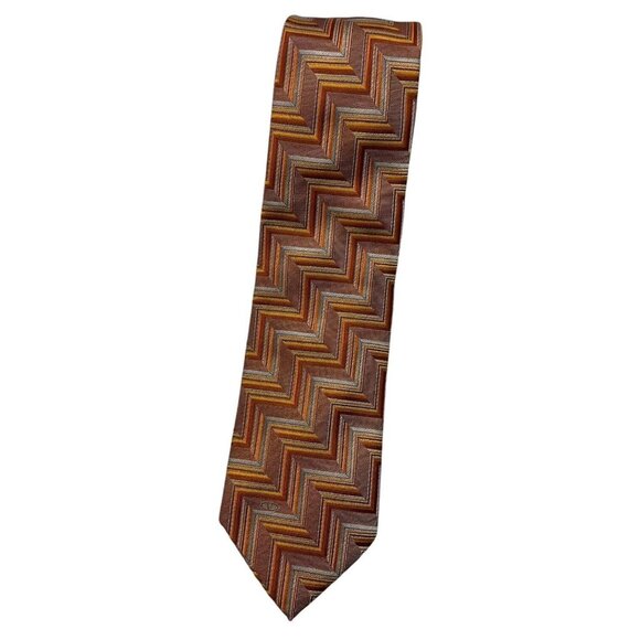 VALENTINO Men's 100% Silk Necktie LUXURY Tie Orange Geometric Logo W:3.6
